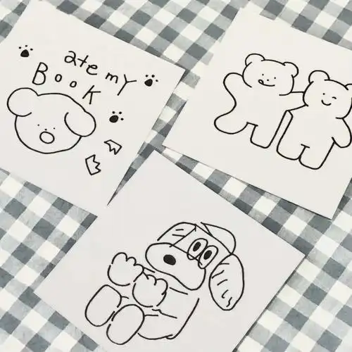 马克笔手绘黑白风小卡片3