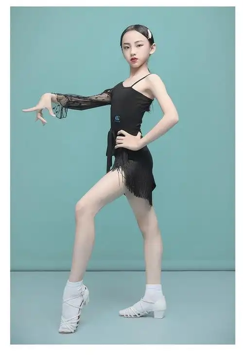 火山鸟女童拉丁舞服装8小女孩练功服比赛服儿童节10中小学生舞蹈裙