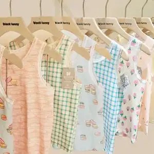 小黑托尼女童背心吊带薄款棉莫代尔小黑托昵卡通贴身儿童打底内衣