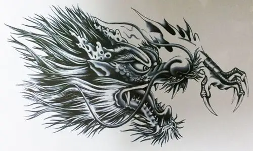 防水纹身贴过江龙刺青图腾过肩龙纹身贴大龙头纹身贴男士纹身贴