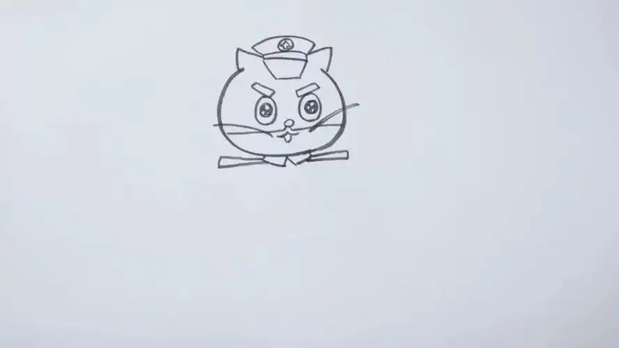 白猫警员幼儿简笔画