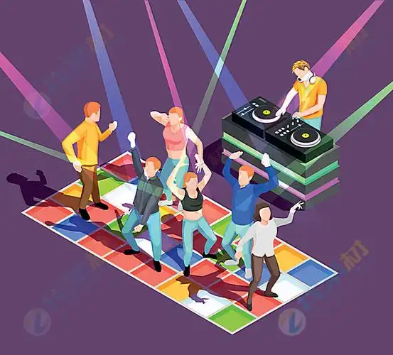 卡通蹦迪人物矢量素材下载