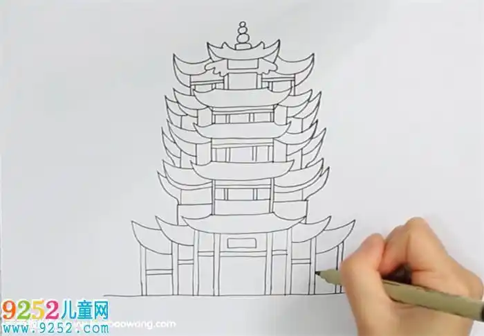 古代建筑物简笔画彩色