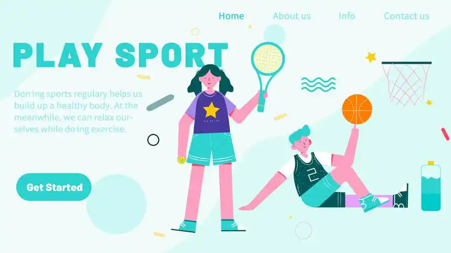 扁平创意人物场景插画-体育运动场景