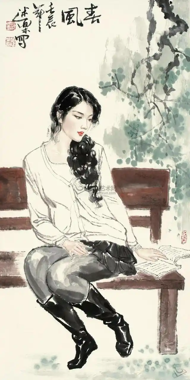 中央美院博士谭述乐国画中的美女也精彩!_人物