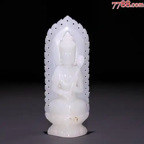 和田玉莲花观音坐像