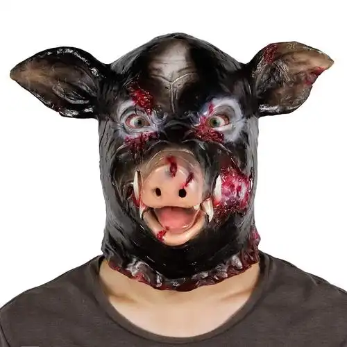 waylike 黑色猪面具 - 恐怖动物面具 - 黑色猪恐怖小猪面具,适用于