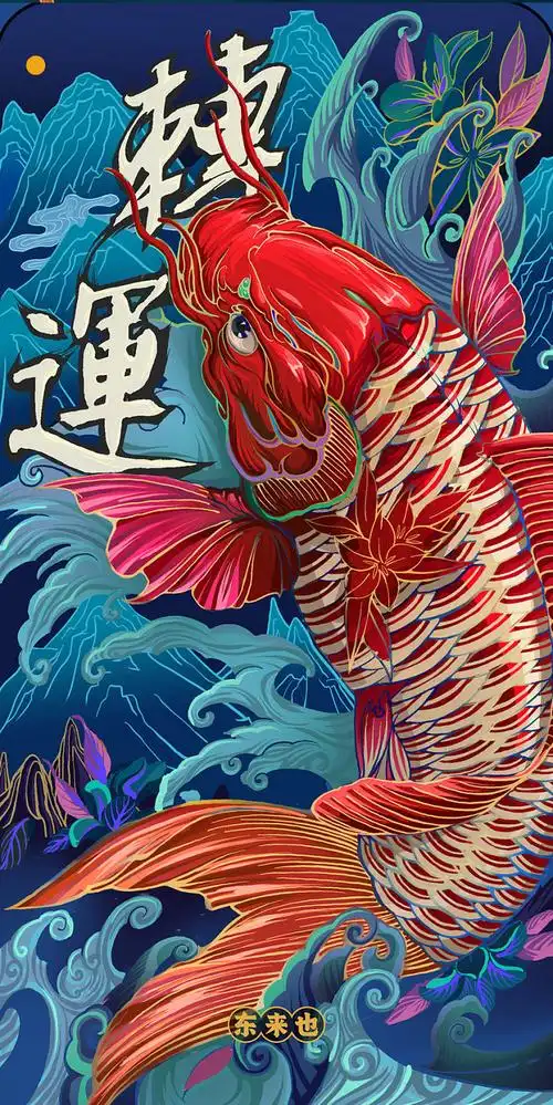 中国风锦鲤插画背景
