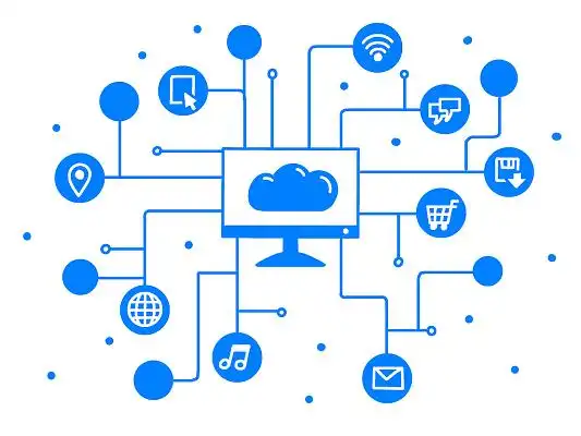 电脑与互联网网络科技云端蓝色免抠png素材