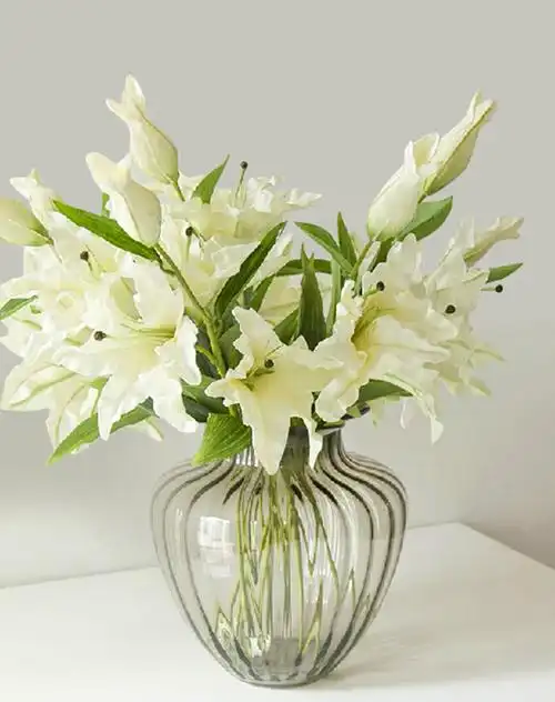 香水百合大浮雕玻璃瓶整体花艺套装