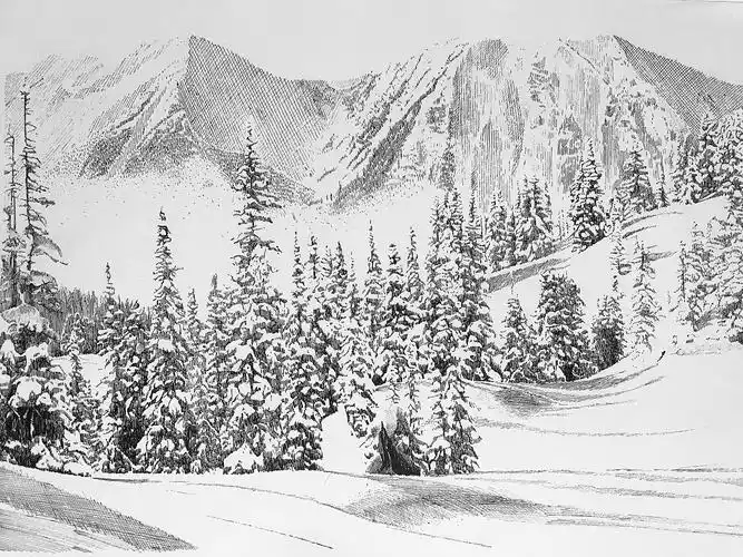 钢笔画雪景系列