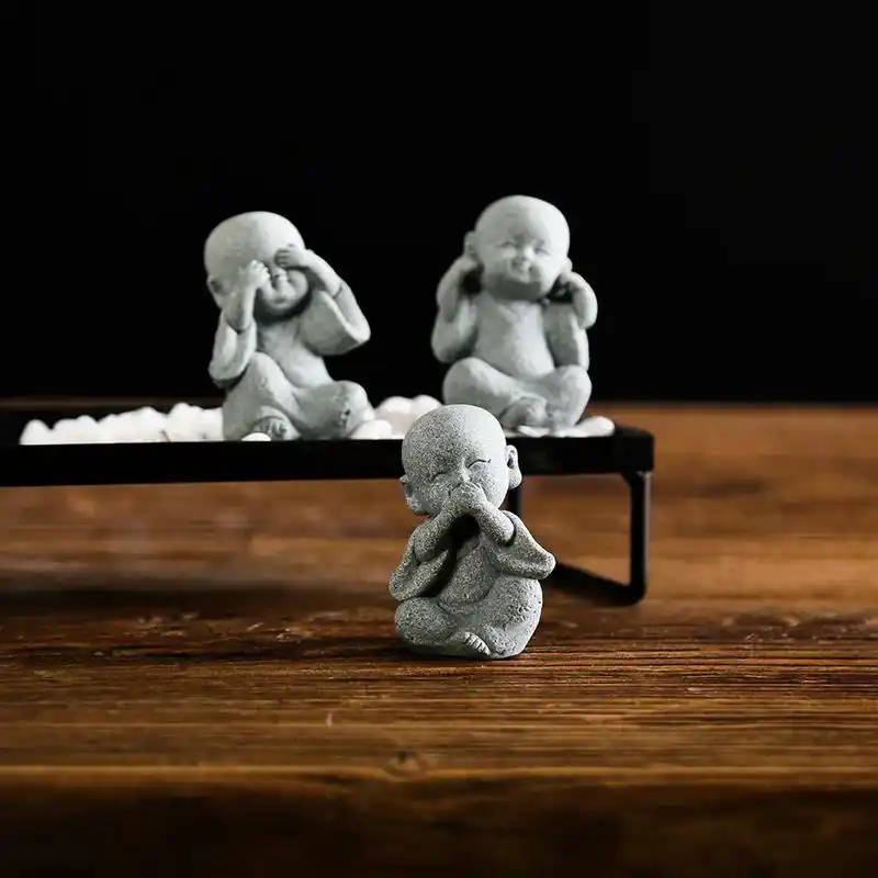 小沙弥禅意摆件.面带微笑,憨厚可掬,禅意十足,可空间陈设,可 - 抖音