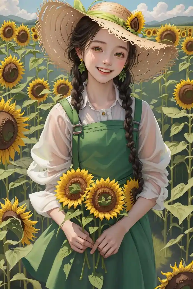 向日葵女孩.##宫崎骏 #治愈系壁纸 #漫画女孩 #好像看到 - 抖音