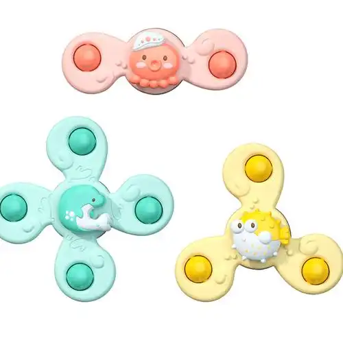 儿童吸盘转转乐陀螺卡通旋转0婴儿玩具3-6岁2宝宝早教5益智玩具4