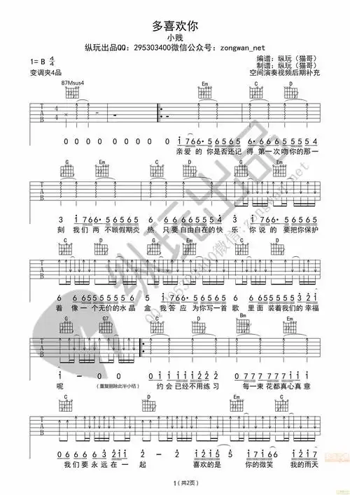 小贱吉他谱 第1页