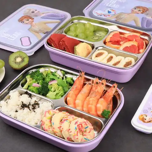 韩国冰雪奇缘小学生饭盒专用儿童保温午餐盒304不锈钢分格便当盒