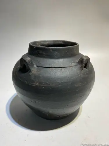 古玩陶器高古陶瓷汉代黑陶罐