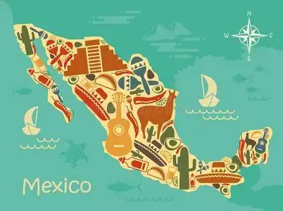 程式化的地图关于墨西哥照片