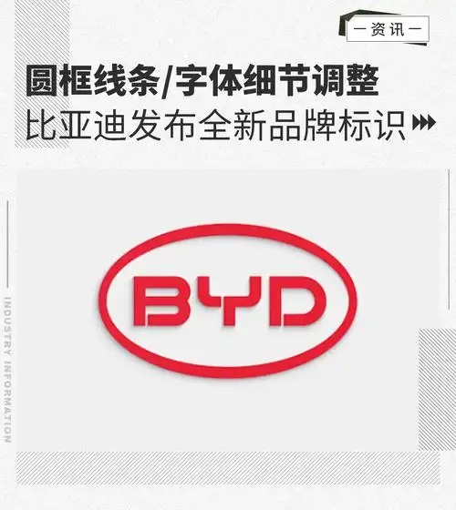 比亚迪发布全新品牌标识圆框线条字体细节调整