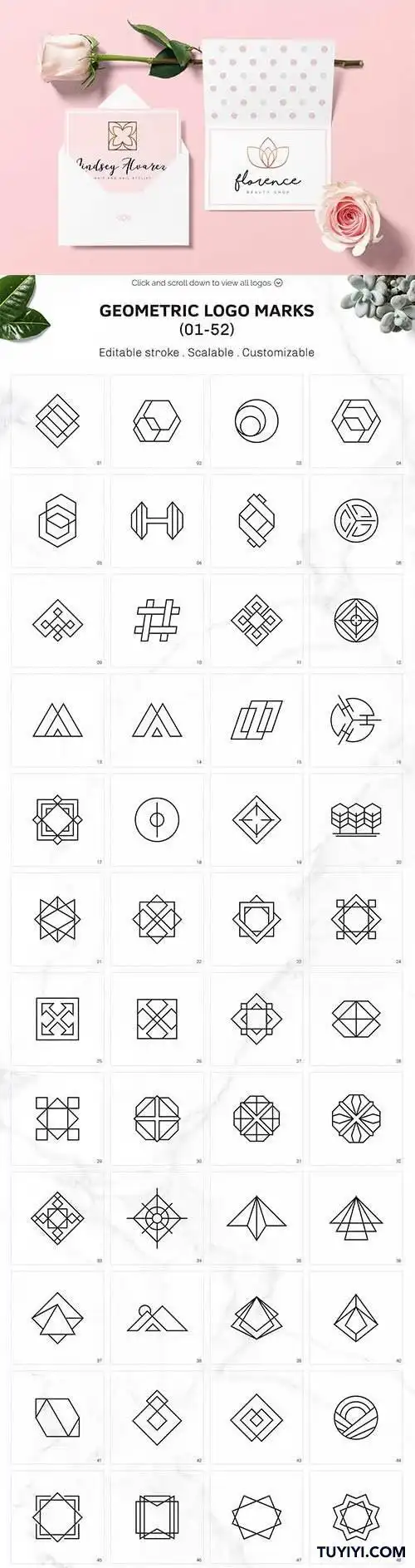 300个简约几何logo标志ai psd源文件