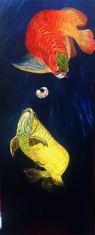 金红龙油画龙戏图