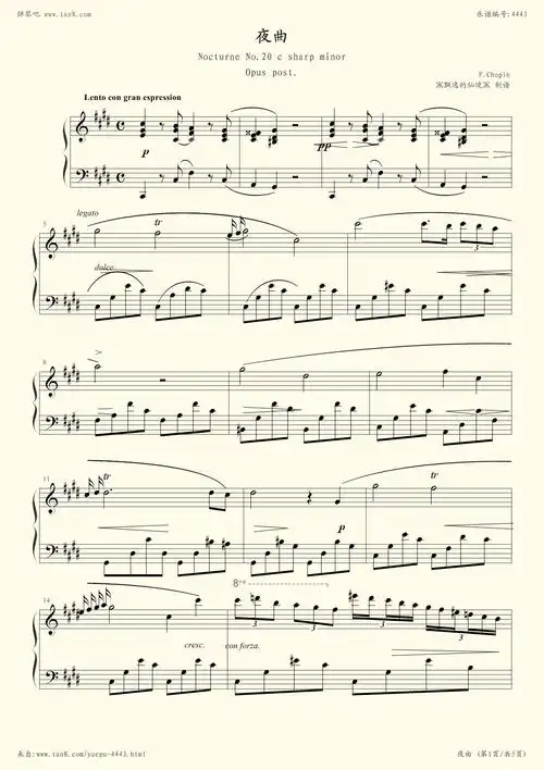 钢琴谱:升c小调夜曲