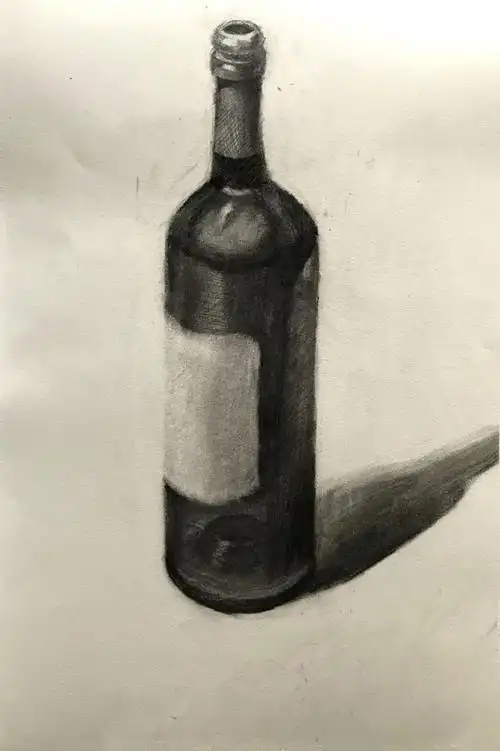 素描静物#     单体红酒瓶