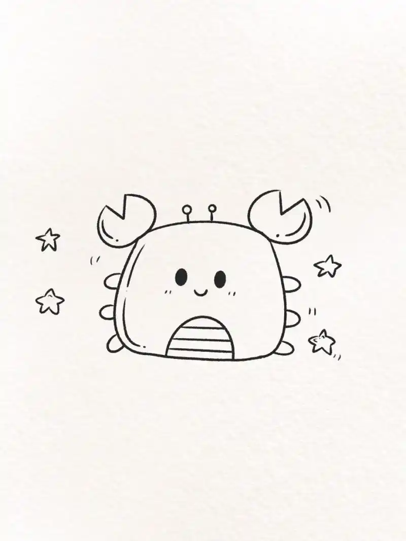 超简单的小螃蟹简笔画 | 附过程 油焖大闸蟹,清蒸面包蟹,, 还是画一个