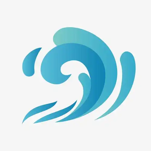 蓝色卡通浪花矢量图