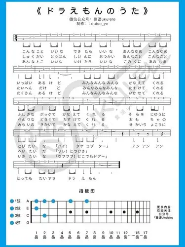 尤克里里指弹谱ドラえもんのうた哆啦
