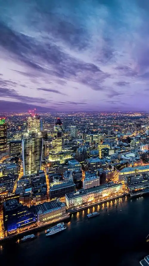 城市夜景天光港,高清图片,手机壁纸