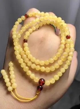 满蜜蜡108佛珠项链