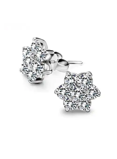 百年宝诚925银耳钉女雪花银耳环日韩时尚气质银饰品送闺蜜银耳饰