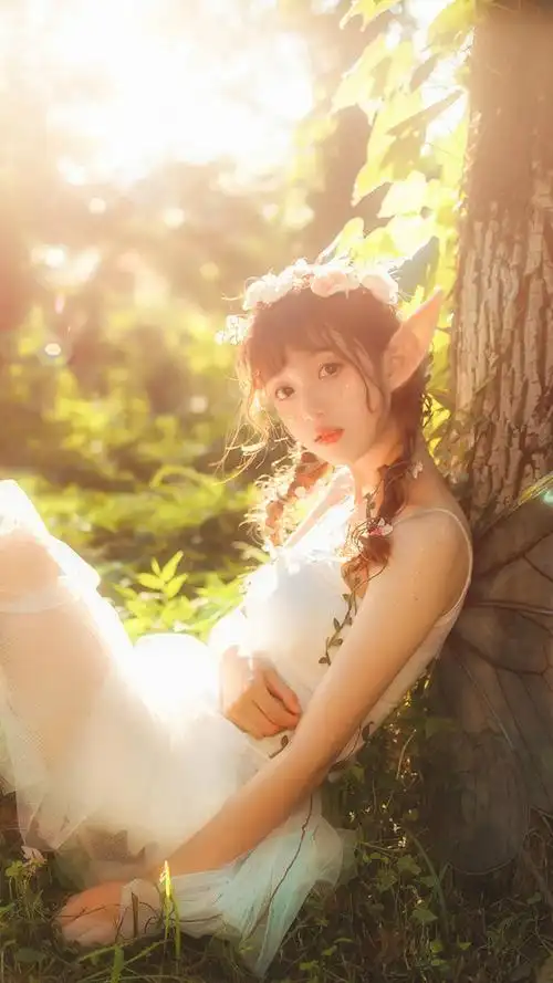 森林中精灵仙女唯美梦幻写真手机壁纸-美女-手机壁纸下载-美桌网