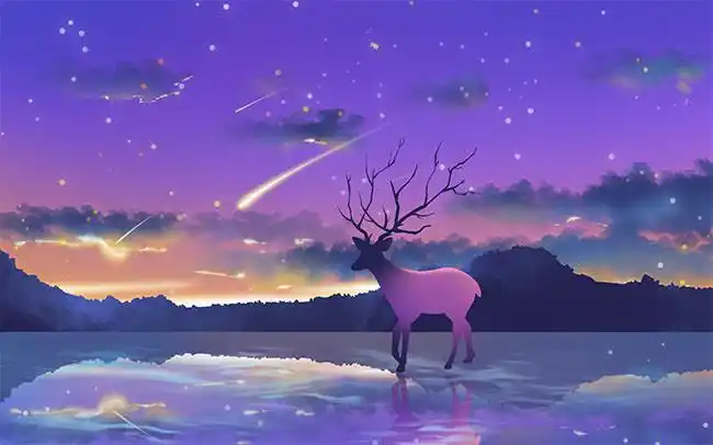 唯美夜空麋鹿抽象背景