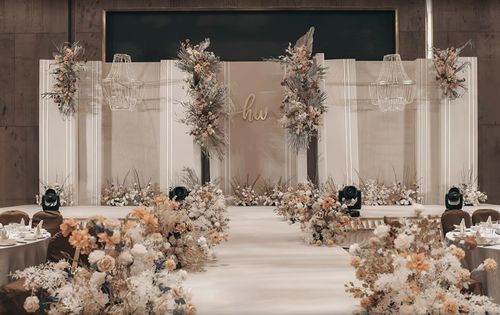 新品白色香槟色主题婚礼现场布置图片婚庆参考宣传资料效果图psd