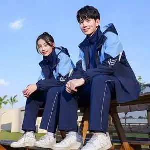 冲锋衣三件套冬季加厚校服套装中学生学院风班服高中生老师工作服