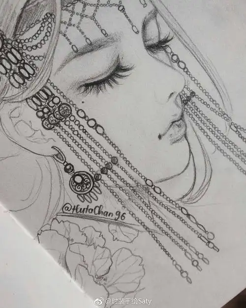 [cp]#时尚手绘插画# 铅笔 & 人物手绘线稿,灵气少女 / shared by huta