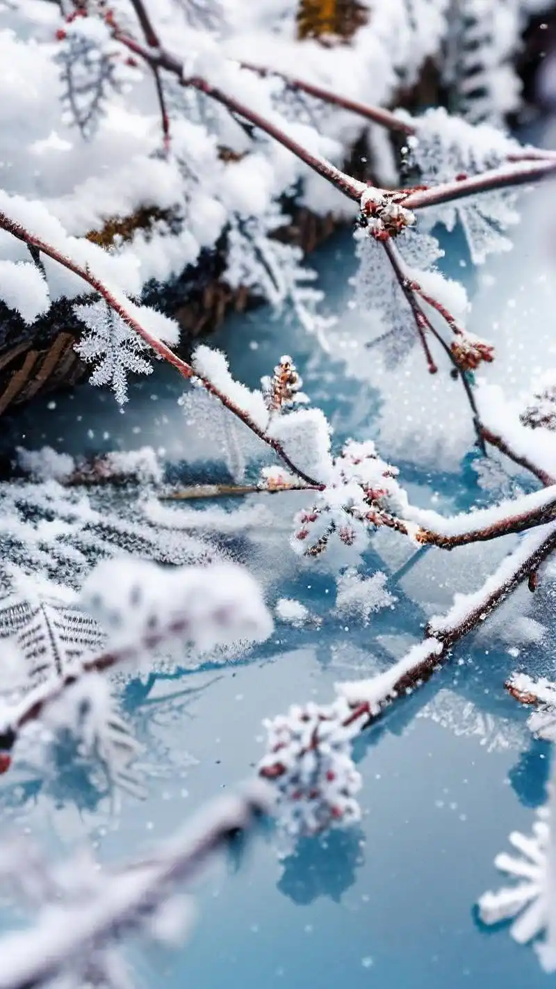 7615唯美白色雪花壁纸精选94 冬日里,雪花飘落,如同梦幻般的