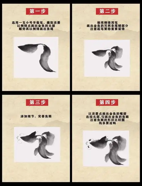 五步搞定国画金鱼