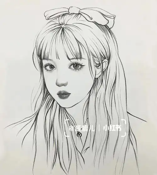 手绘线描头像步骤图