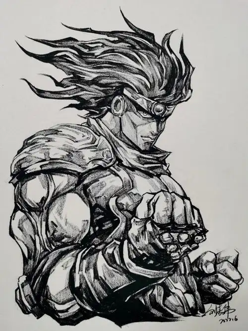 8开#jojo  #寻找小红书绘画大神  #承太郎   #白金之星  #约稿画画