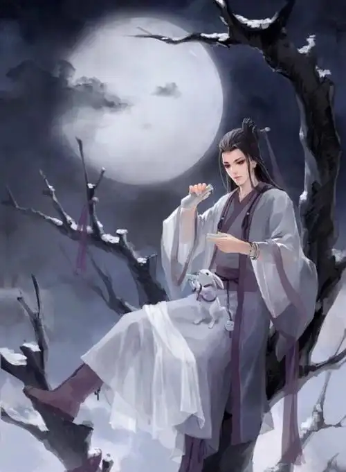 手绘古风男子喝酒图