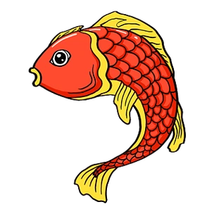 矢量手绘红色金鱼幸运红鲤鱼手绘设计手绘红鲤鱼卡通图案