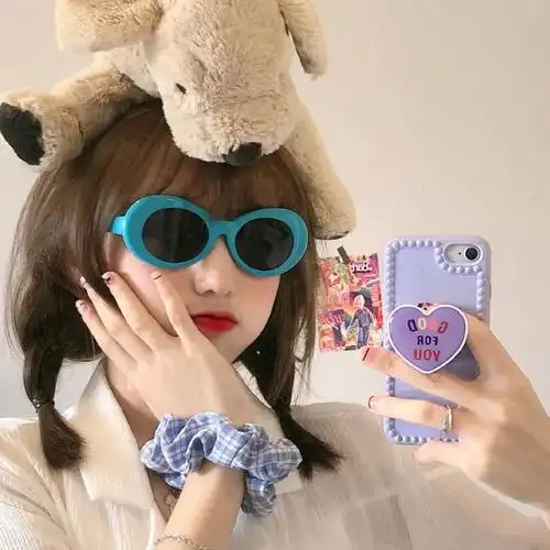 抖音头像丨可爱搞笑女生戴墨镜头像真人头像