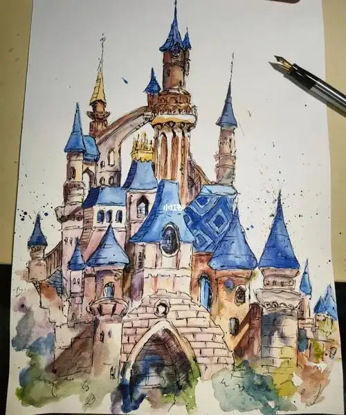 城堡水彩迪士尼城堡