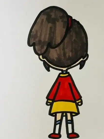女生背影简笔画步骤