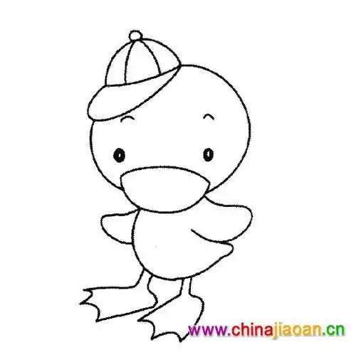 戴帽子卡通鸭子简笔画