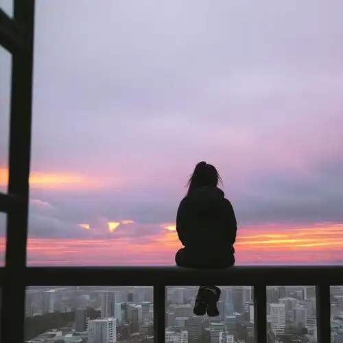 ai图片:孤寂女孩的背影和面对的世界