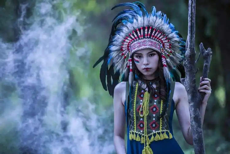 印第安女孩的蓝色印象